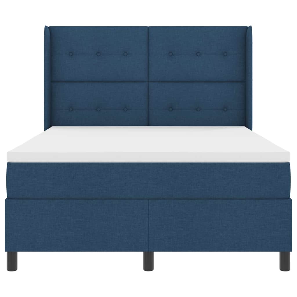 vidaXL Κρεβάτι με ελατήρια με μαξιλάρι Μπλε 200 x 140 cm ύφασμα