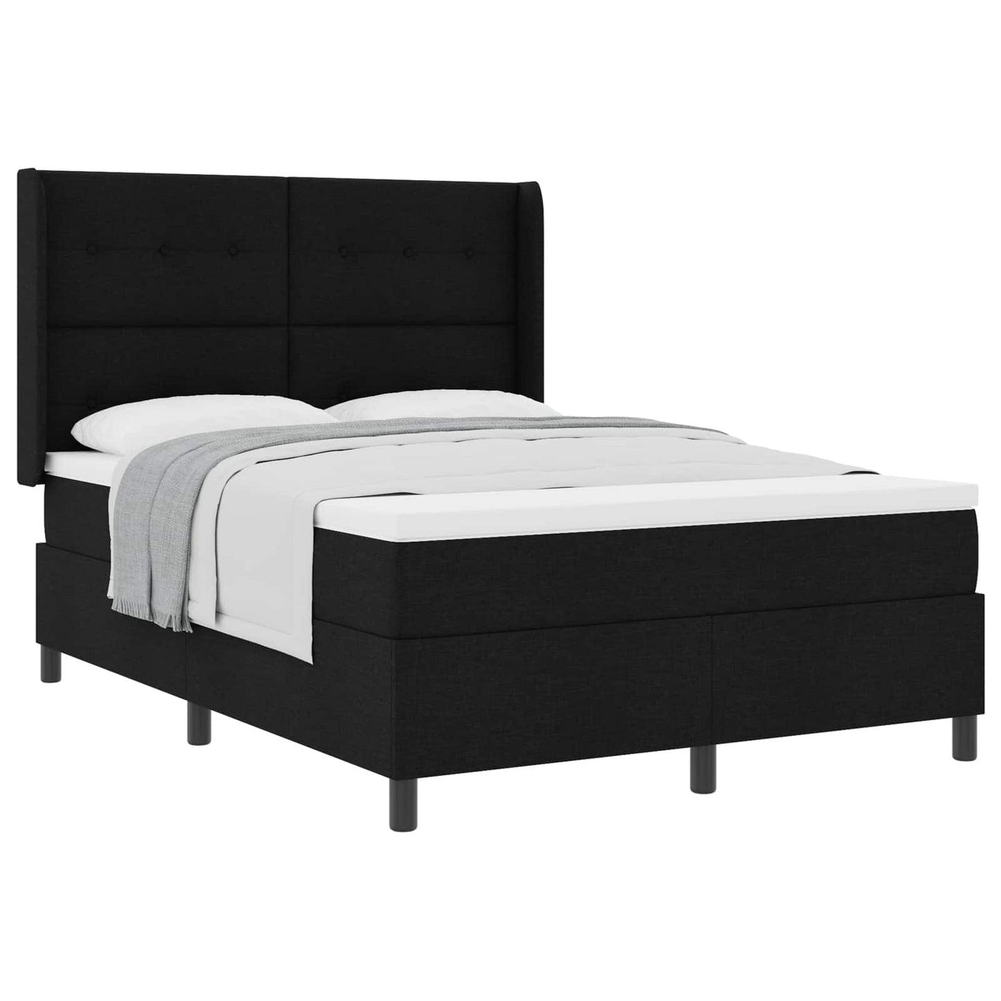 vidaXL Κρεβάτι με ελατήρια με μαξιλάρι Μαύρο 200 x 160 εκατοστά ύφασμα
