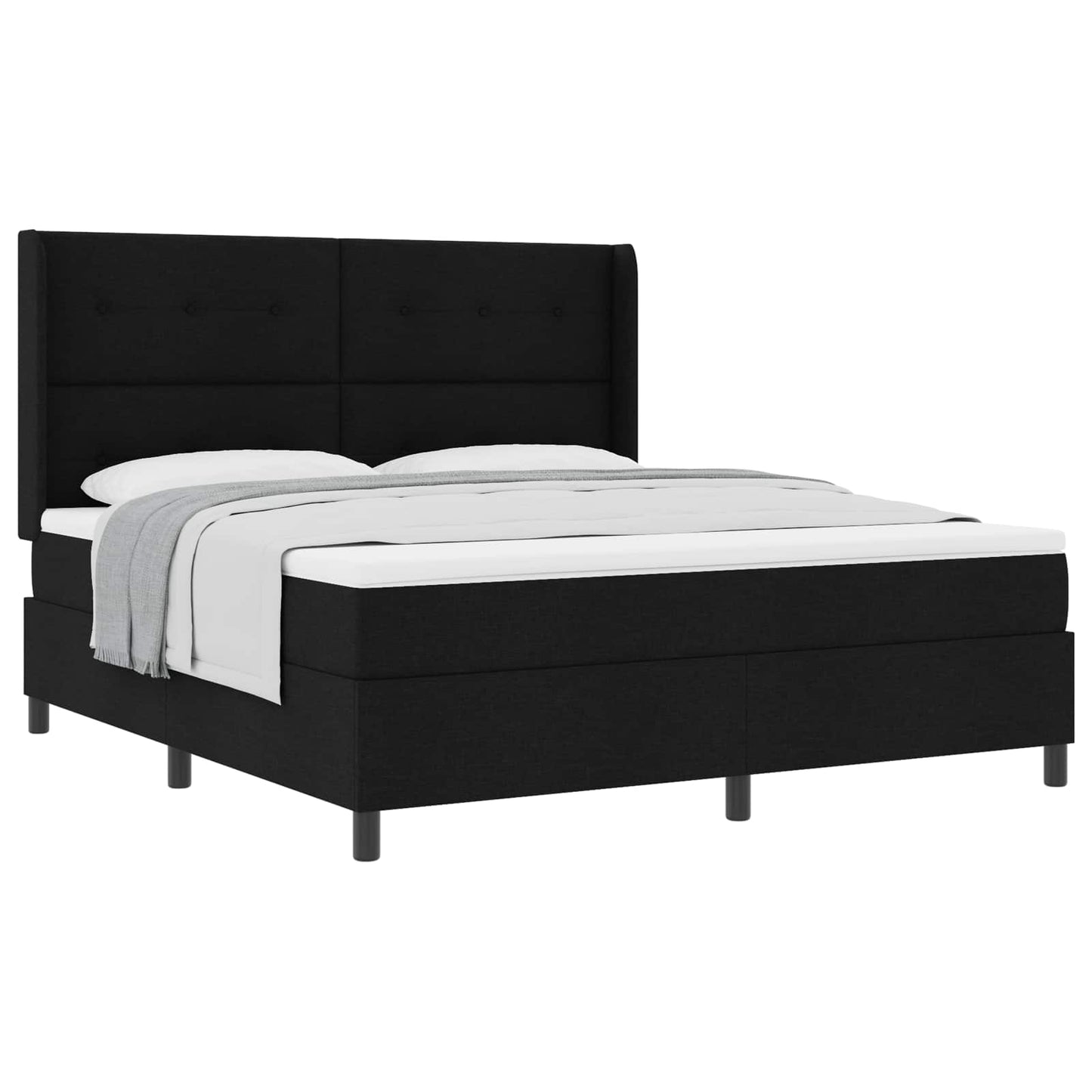 vidaXL Κρεβάτι με ελατήρια με μαξιλάρι Μαύρο 200 x 180 cm ύφασμα