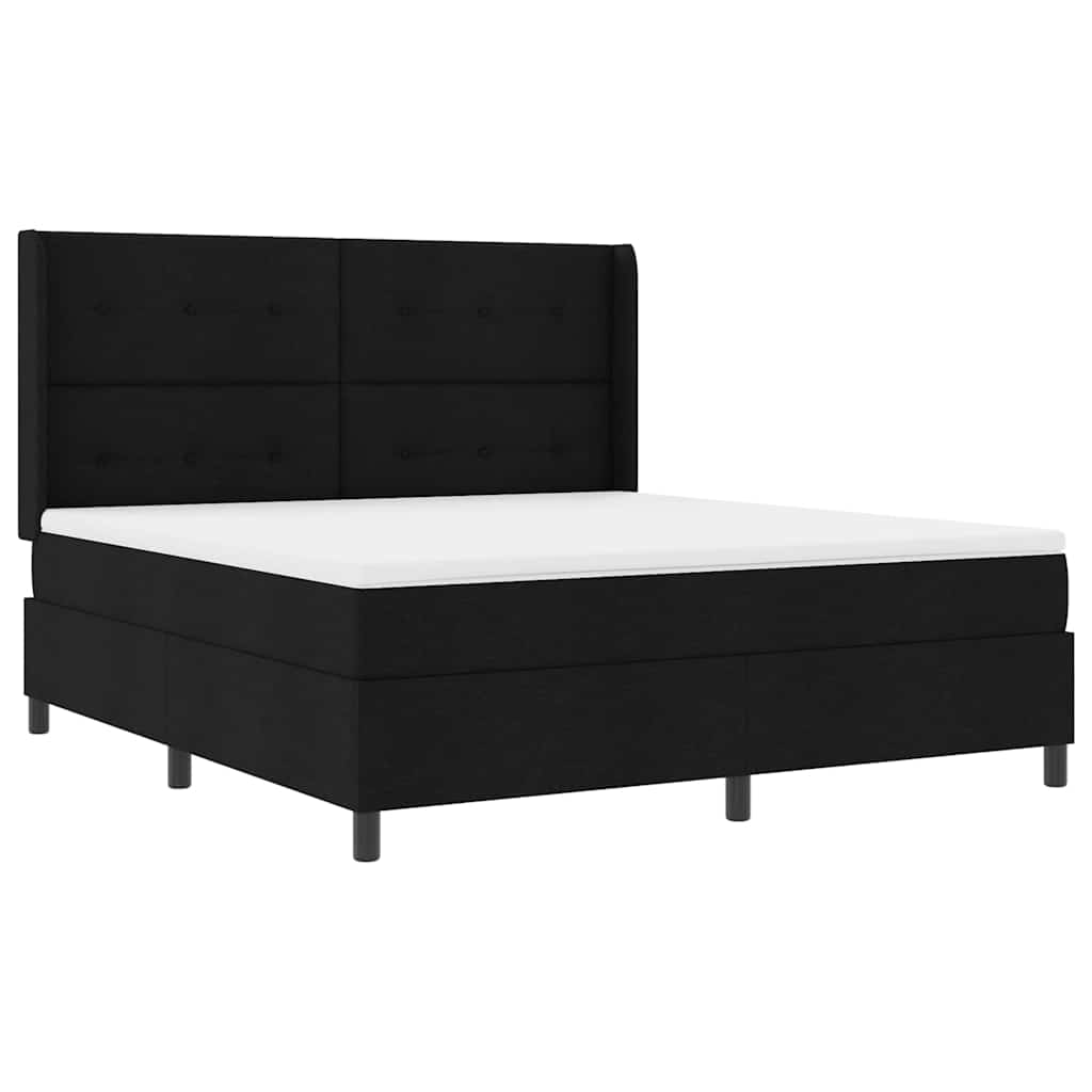 vidaXL Κρεβάτι με ελατήρια με μαξιλάρι Μαύρο 200 x 180 cm ύφασμα