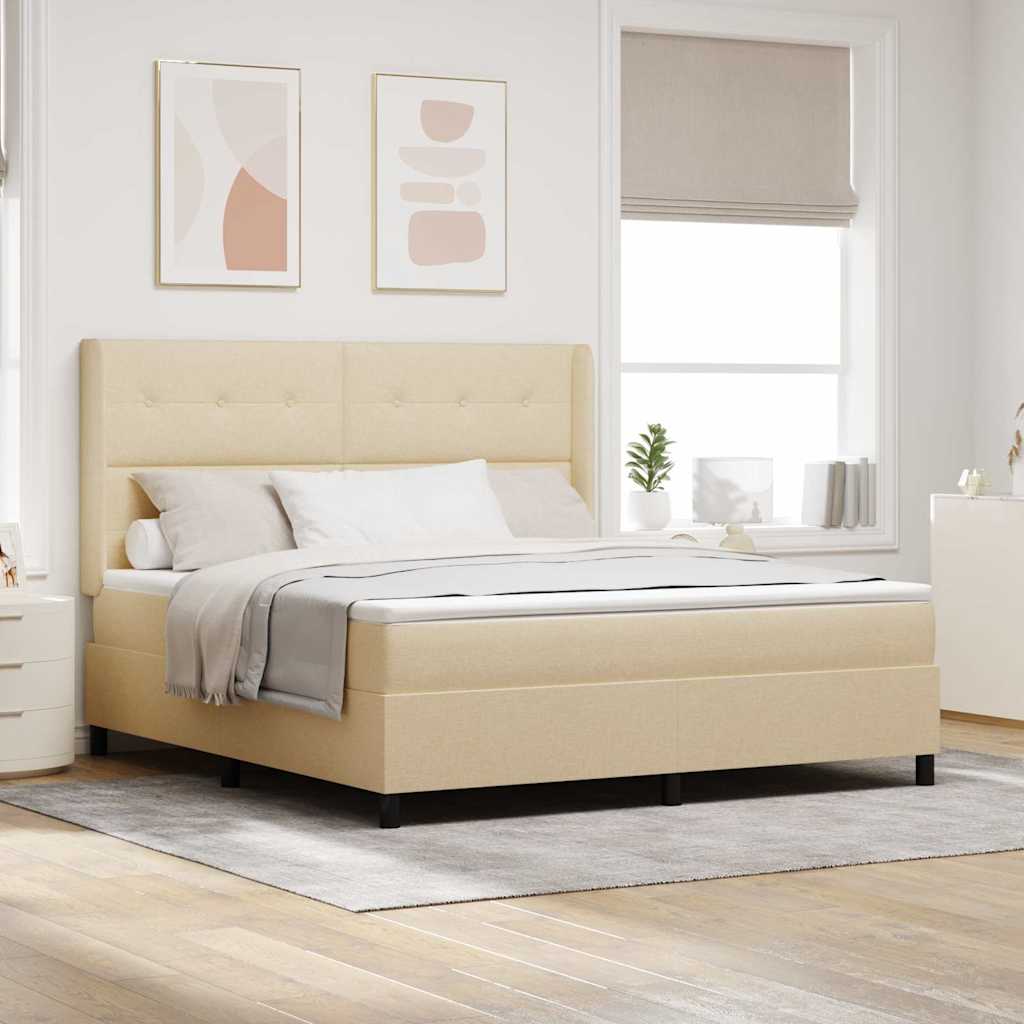 vidaXL Κρεβάτι με ελατήρια με μαξιλάρι Κρεμ 200 x 180 cm ύφασμα