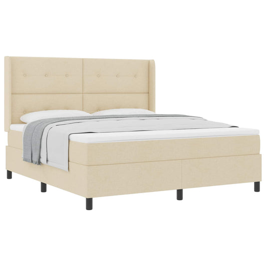 vidaXL Κρεβάτι με ελατήρια με μαξιλάρι Κρεμ 200 x 180 cm ύφασμα