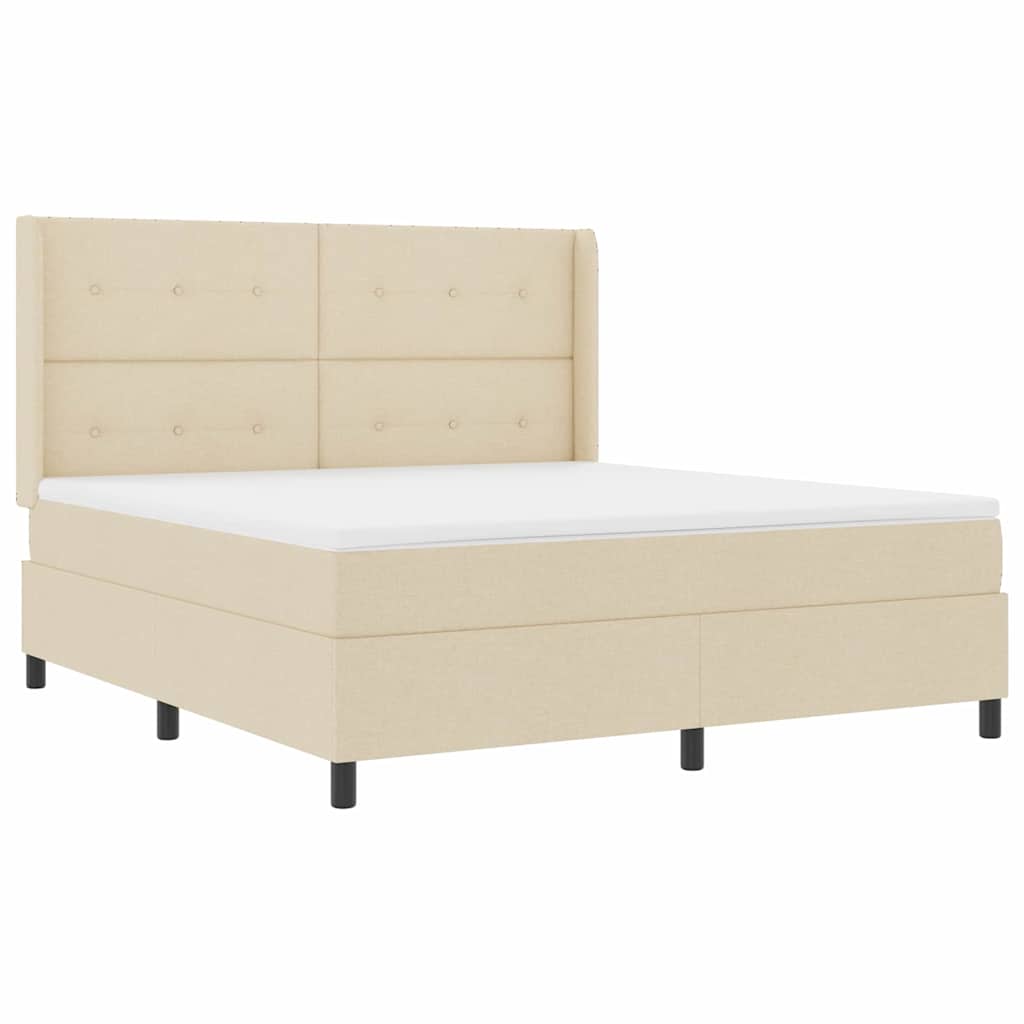 vidaXL Κρεβάτι με ελατήρια με μαξιλάρι Κρεμ 200 x 180 cm ύφασμα