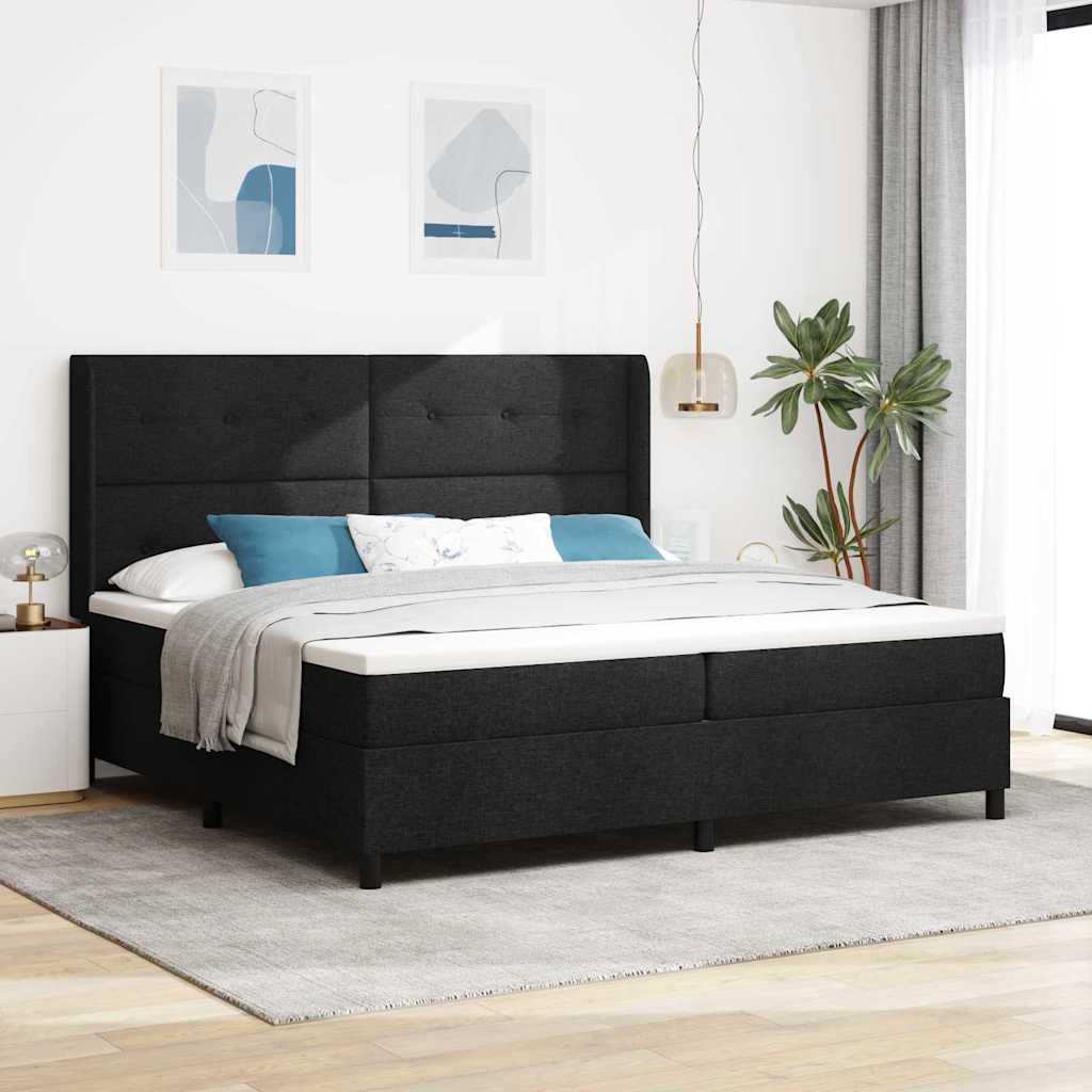 vidaXL Κρεβάτι με ελατήρια με μαξιλάρι Μαύρο 200 x 200 cm ύφασμα