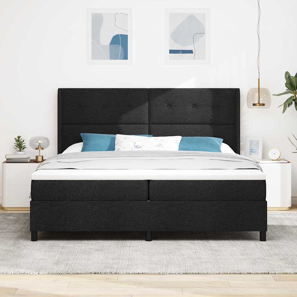 vidaXL Κρεβάτι με ελατήρια με μαξιλάρι Μαύρο 200 x 200 cm ύφασμα