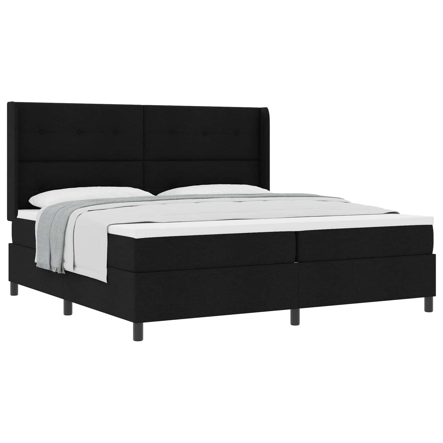 vidaXL Κρεβάτι με ελατήρια με μαξιλάρι Μαύρο 200 x 200 cm ύφασμα