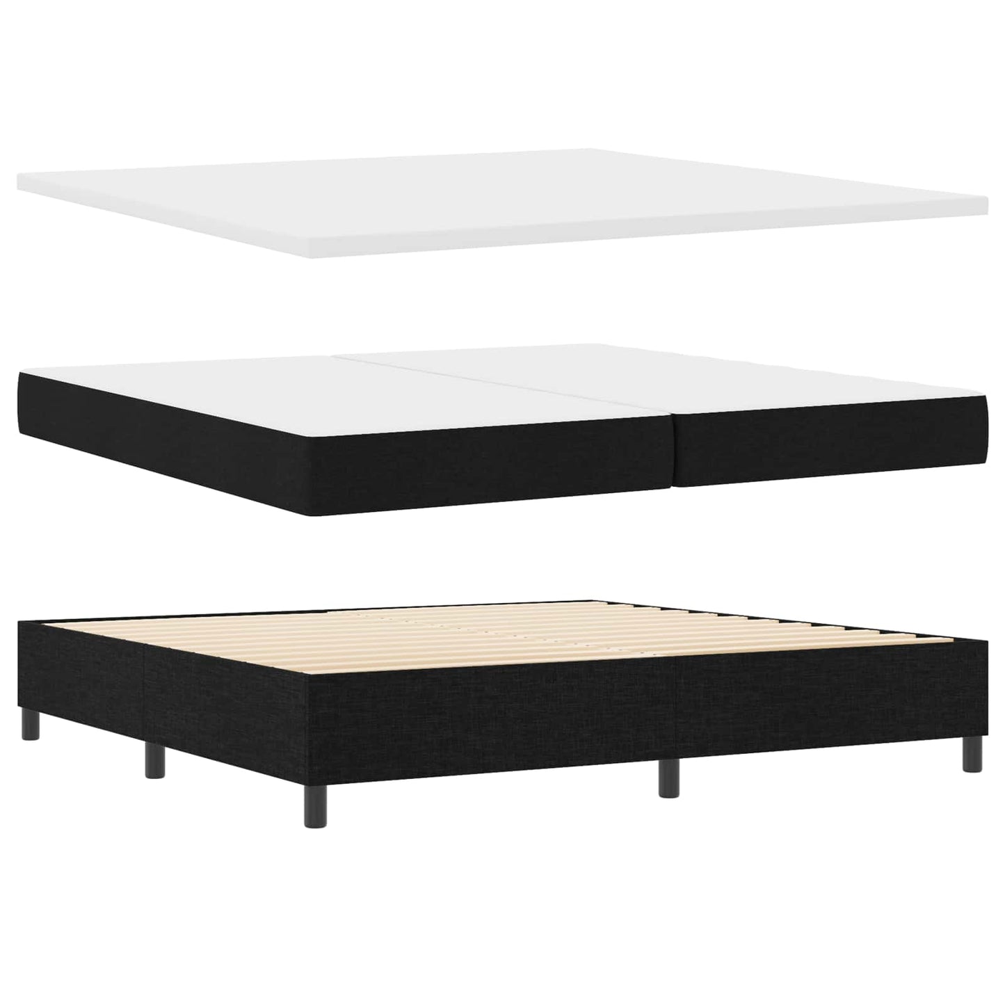 vidaXL Κρεβάτι με ελατήρια με μαξιλάρι Μαύρο 200 x 200 cm ύφασμα