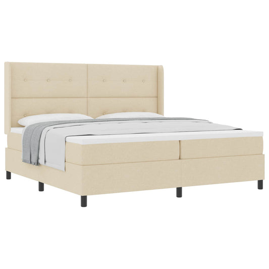 vidaXL Κρεβάτι με ελατήρια με μαξιλάρι Κρεμ 200 x 200 cm ύφασμα