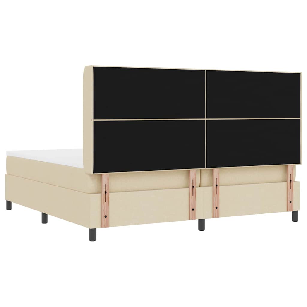 vidaXL Κρεβάτι με ελατήρια με μαξιλάρι Κρεμ 200 x 200 cm ύφασμα
