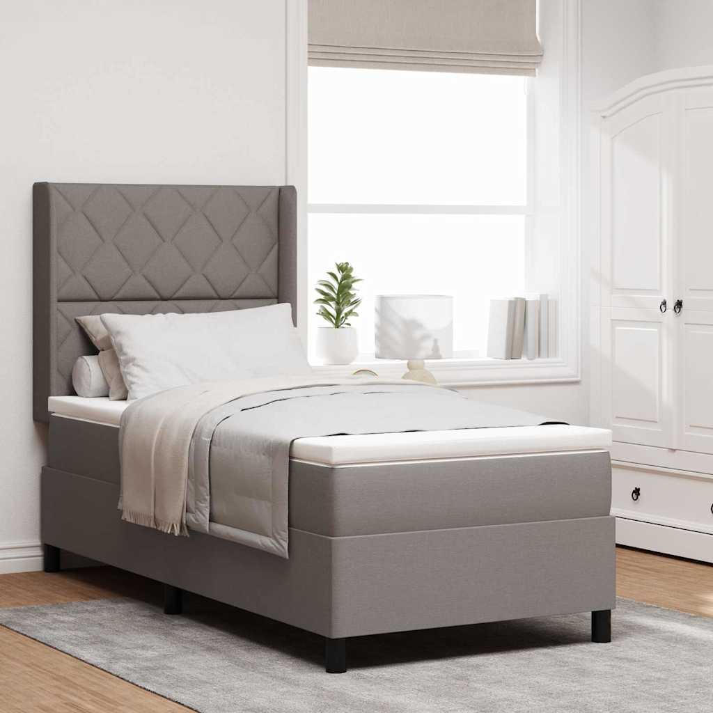 vidaXL Κρεβάτι με ελατήρια με μαξιλάρι Taupe 200 x 90 εκ. ύφασμα