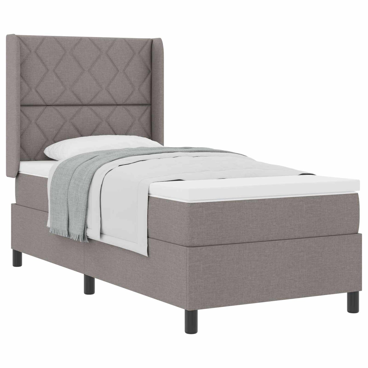 vidaXL Κρεβάτι με ελατήρια με μαξιλάρι Taupe 200 x 90 εκ. ύφασμα