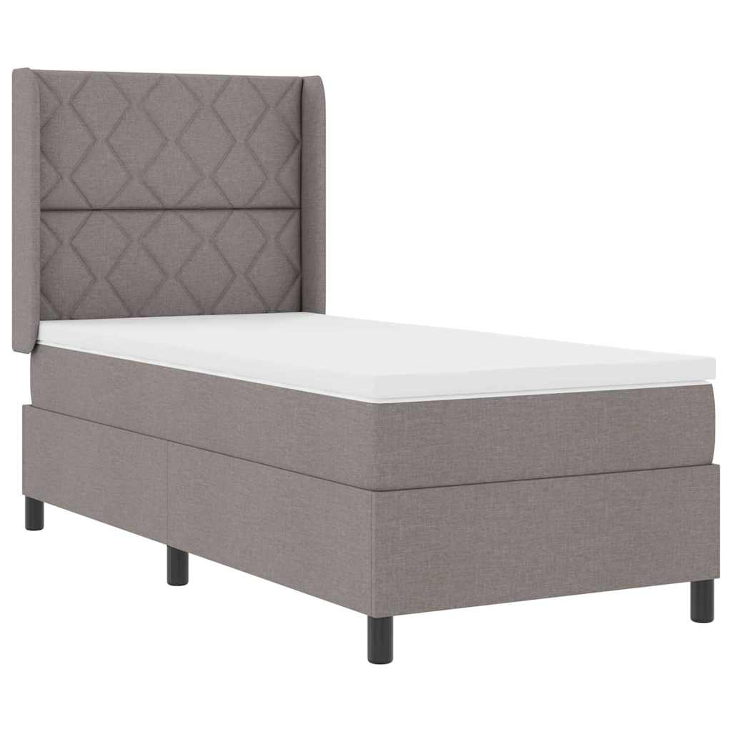vidaXL Κρεβάτι με ελατήρια με μαξιλάρι Taupe 200 x 90 εκ. ύφασμα