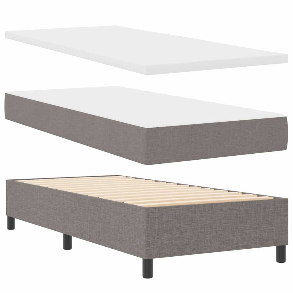 vidaXL Κρεβάτι με ελατήρια με μαξιλάρι Taupe 200 x 90 εκ. ύφασμα