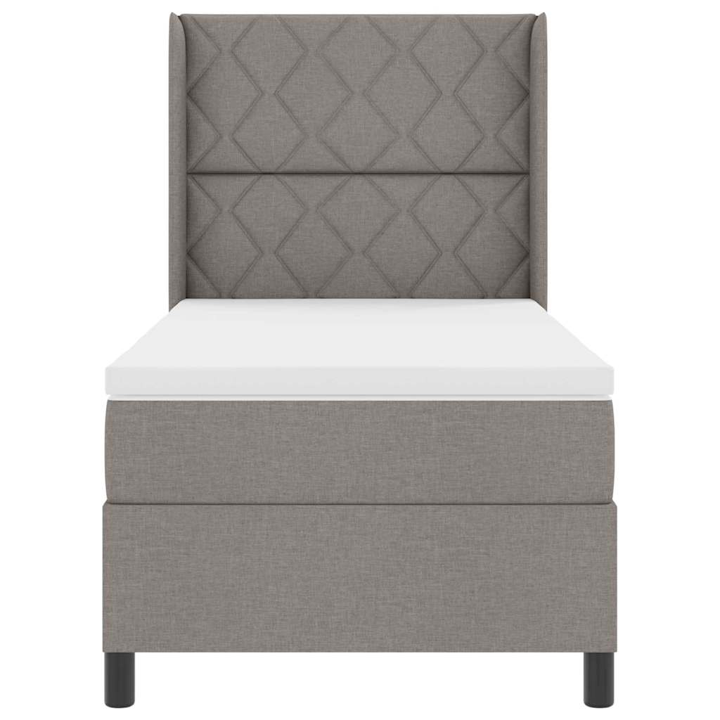 vidaXL Κρεβάτι με ελατήρια με μαξιλάρι Taupe 200 x 90 εκ. ύφασμα