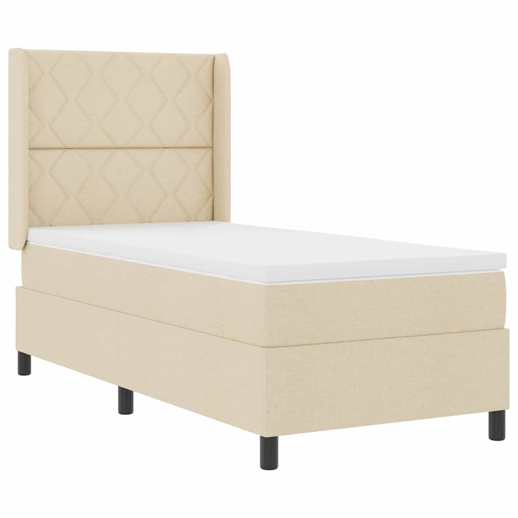 vidaXL Κρεβάτι με ελατήρια με μαξιλάρι Κρεμ 200 x 100 cm ύφασμα