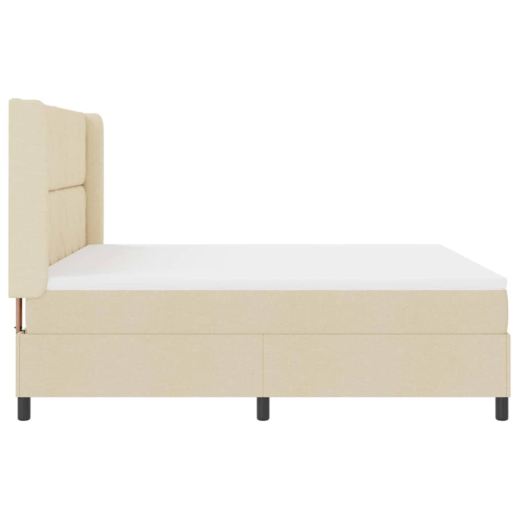 vidaXL Κρεβάτι με ελατήρια με μαξιλάρι Κρεμ 200 x 180 cm ύφασμα