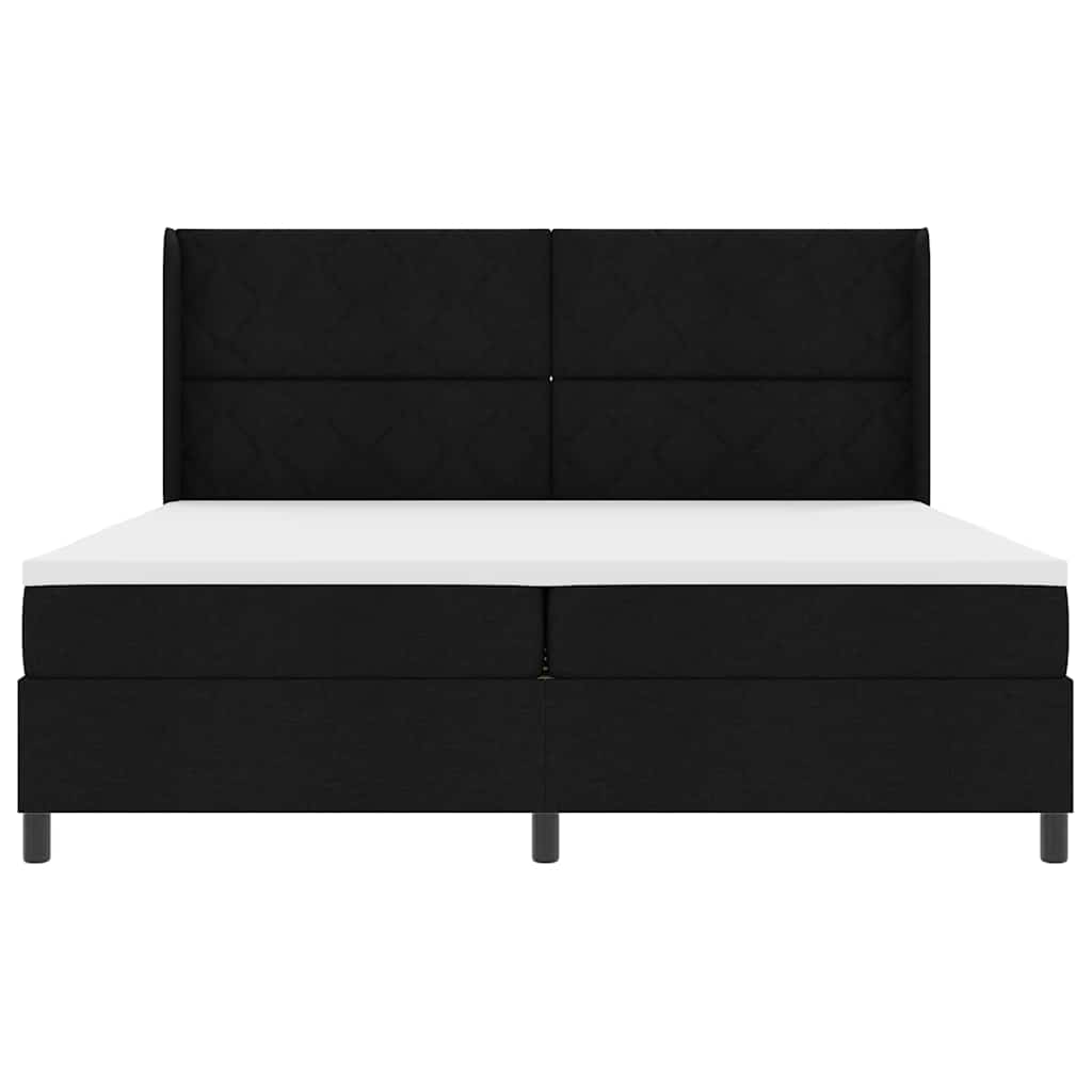 vidaXL Κρεβάτι με ελατήρια με μαξιλάρι Μαύρο 200 x 200 cm ύφασμα