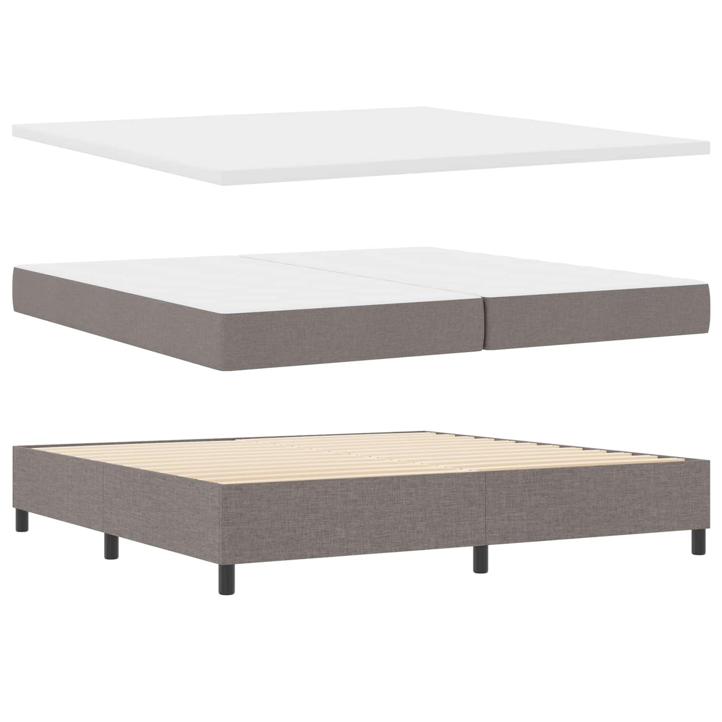 vidaXL Κρεβάτι με ελατήρια με μαξιλάρι Taupe 200 x 200 cm ύφασμα