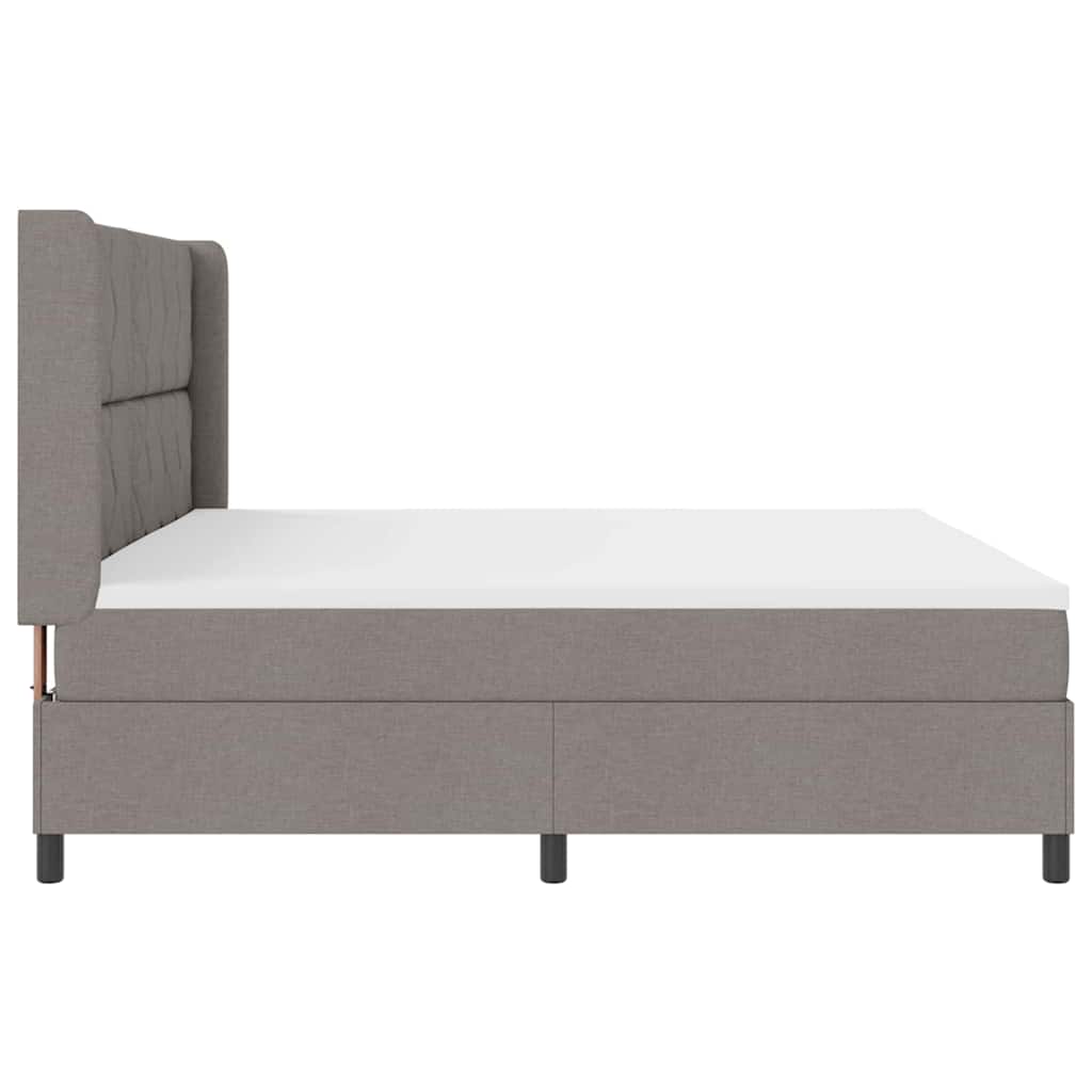vidaXL Κρεβάτι με ελατήρια με μαξιλάρι Taupe 200 x 200 cm ύφασμα