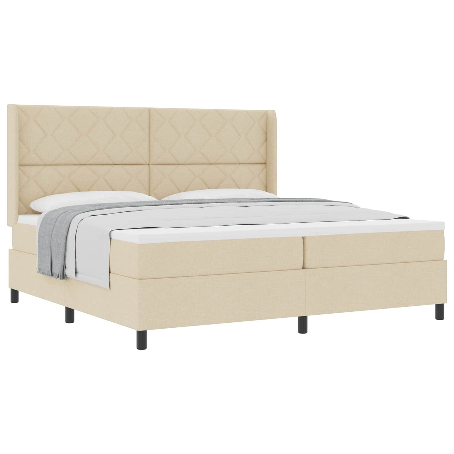 vidaXL Κρεβάτι με ελατήρια με μαξιλάρι Κρεμ 200 x 200 cm ύφασμα