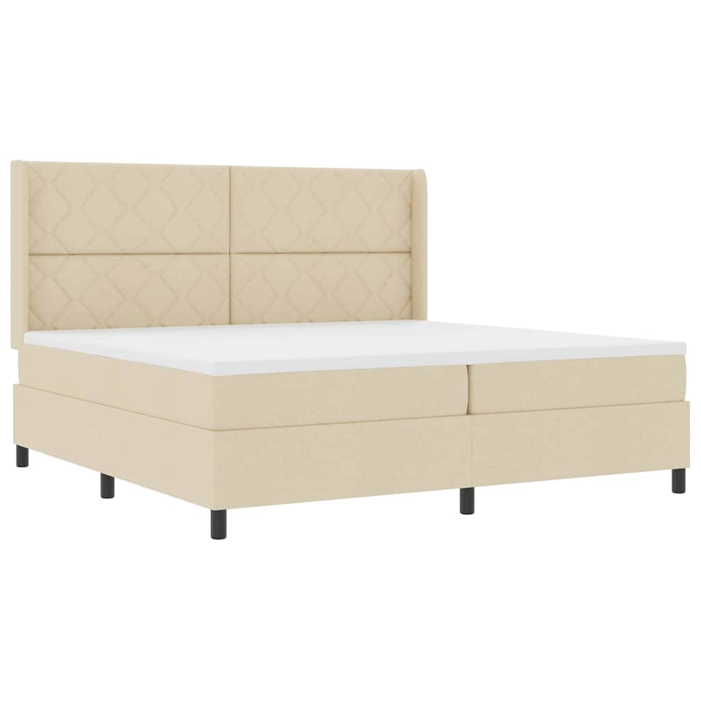 vidaXL Κρεβάτι με ελατήρια με μαξιλάρι Κρεμ 200 x 200 cm ύφασμα