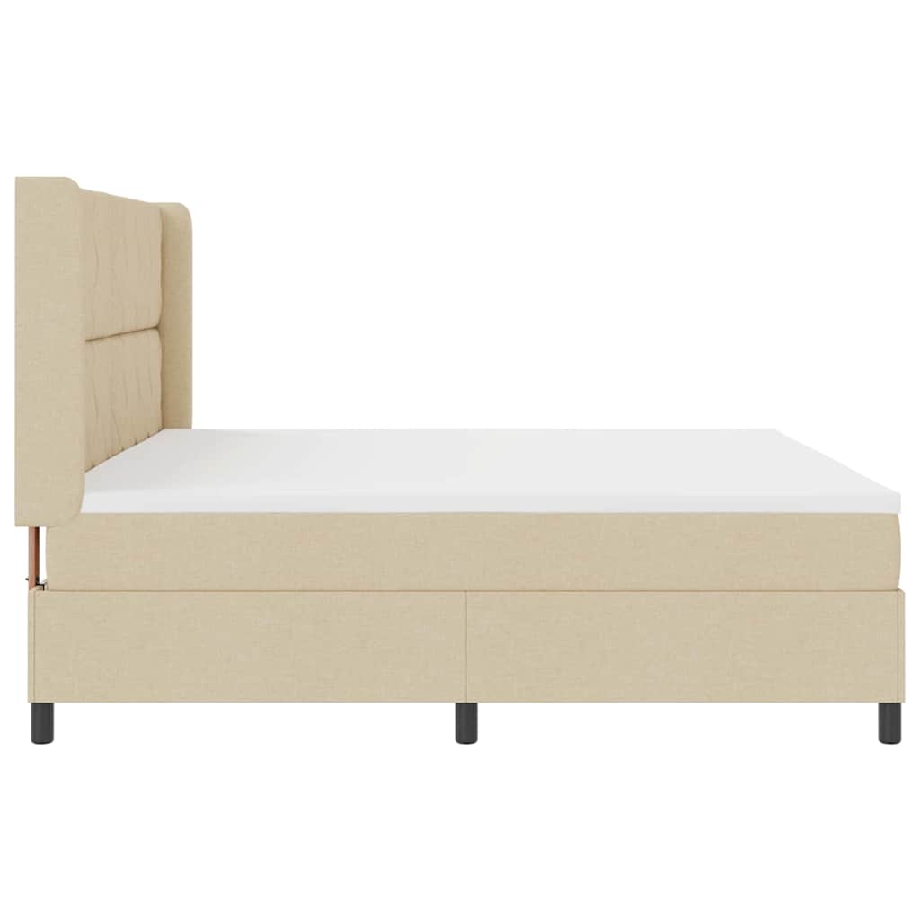 vidaXL Κρεβάτι με ελατήρια με μαξιλάρι Κρεμ 200 x 200 cm ύφασμα