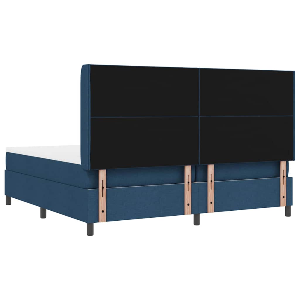 vidaXL Κρεβάτι με ελατήρια με μαξιλάρι Μπλε 200 x 200 cm ύφασμα