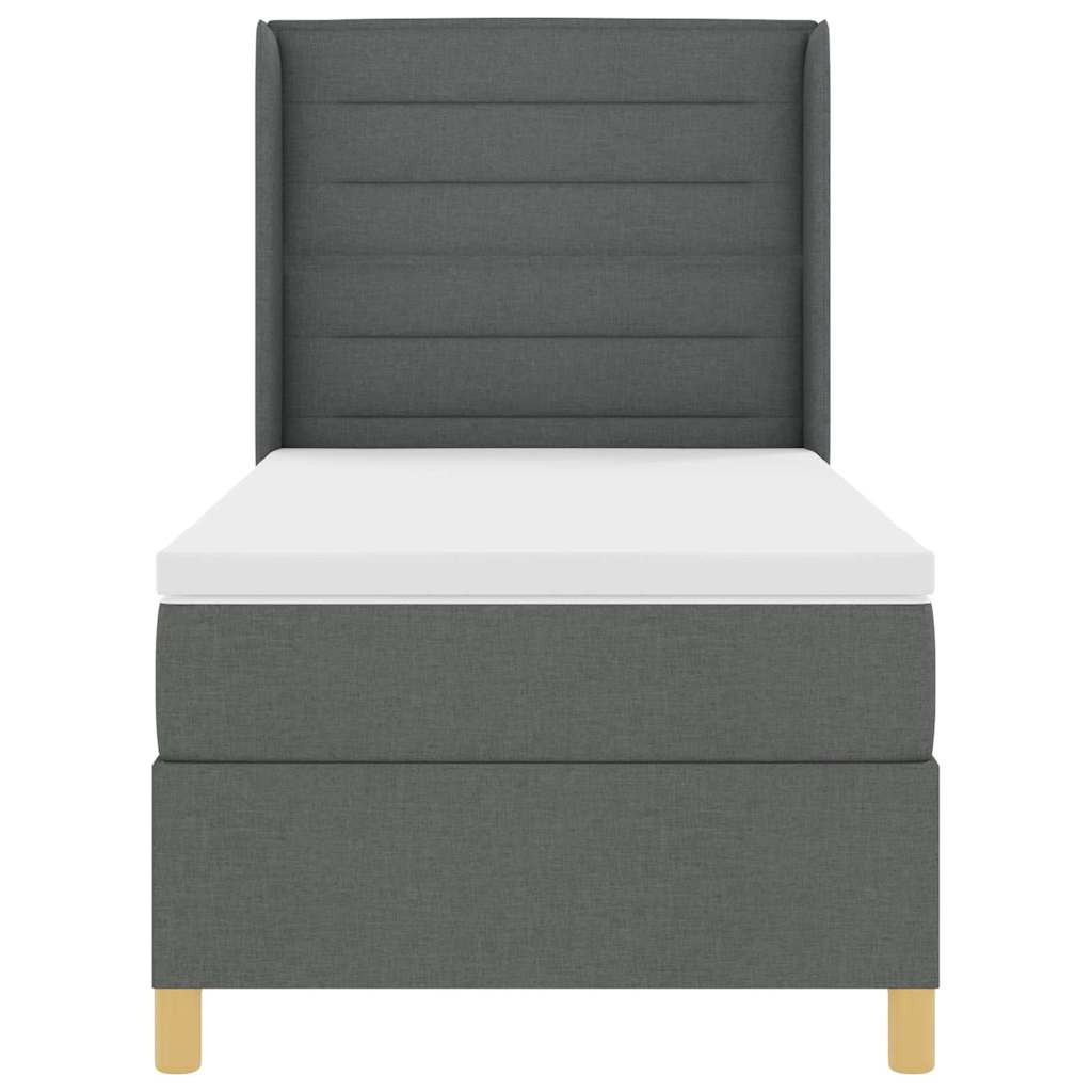 vidaXL Κρεβάτι με ελατήρια με στρώμα Σκούρο Γκρι 90 x 200 cm ύφασμα