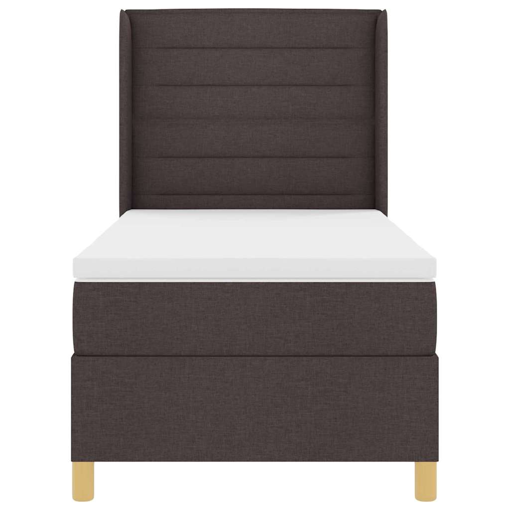 vidaXL Κρεβάτι με ελατήρια με στρώμα Σκούρο Καφέ 90 x 200 cm ύφασμα