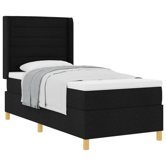 vidaXL Κρεβάτι με ελατήρια με στρώμα Μαύρο 100 x 200 cm ύφασμα