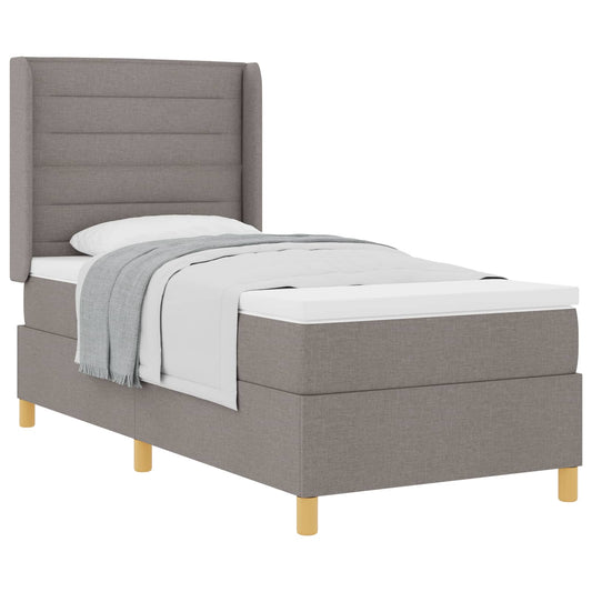 vidaXL Κρεβάτι με ελατήρια με στρώμα Taupe 100 x 200 cm ύφασμα