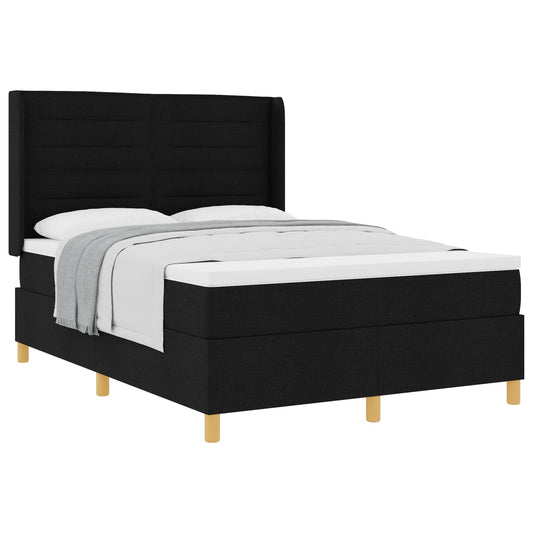 vidaXL Κρεβάτι με ελατήρια με στρώμα Μαύρο 140 x 190 cm ύφασμα