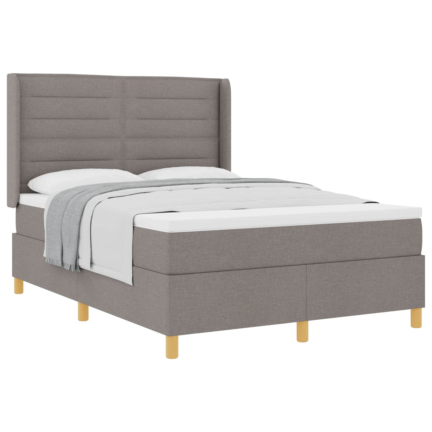 vidaXL Κρεβάτι με ελατήρια με στρώμα Taupe 140 x 190 cm ύφασμα