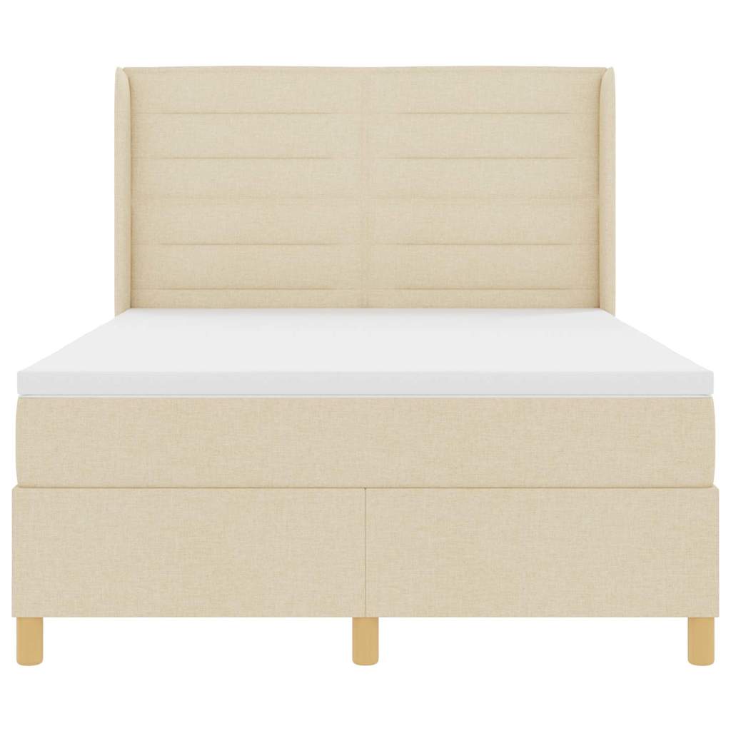 vidaXL Κρεβάτι με ελατήρια με στρώμα Κρεμ 140 x 190 cm ύφασμα