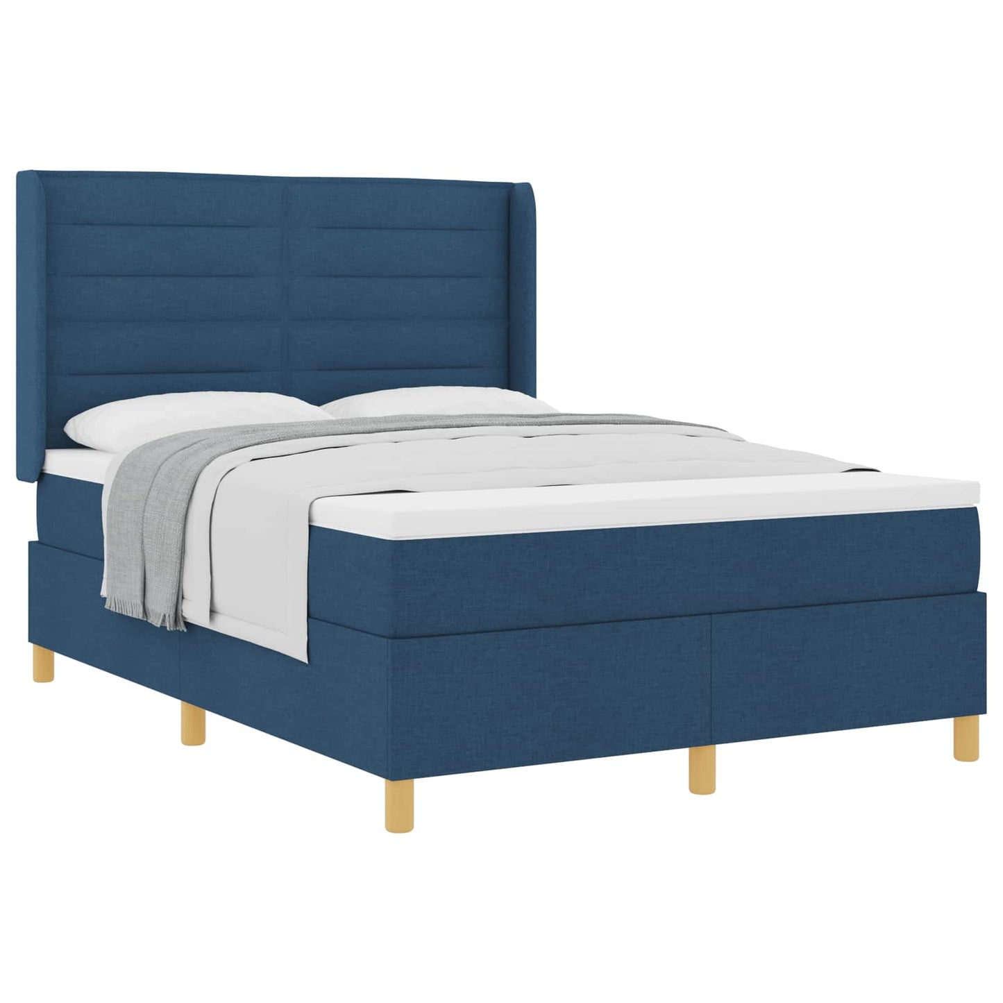 vidaXL Κρεβάτι με ελατήρια με στρώμα Μπλε 160 x 200 cm ύφασμα