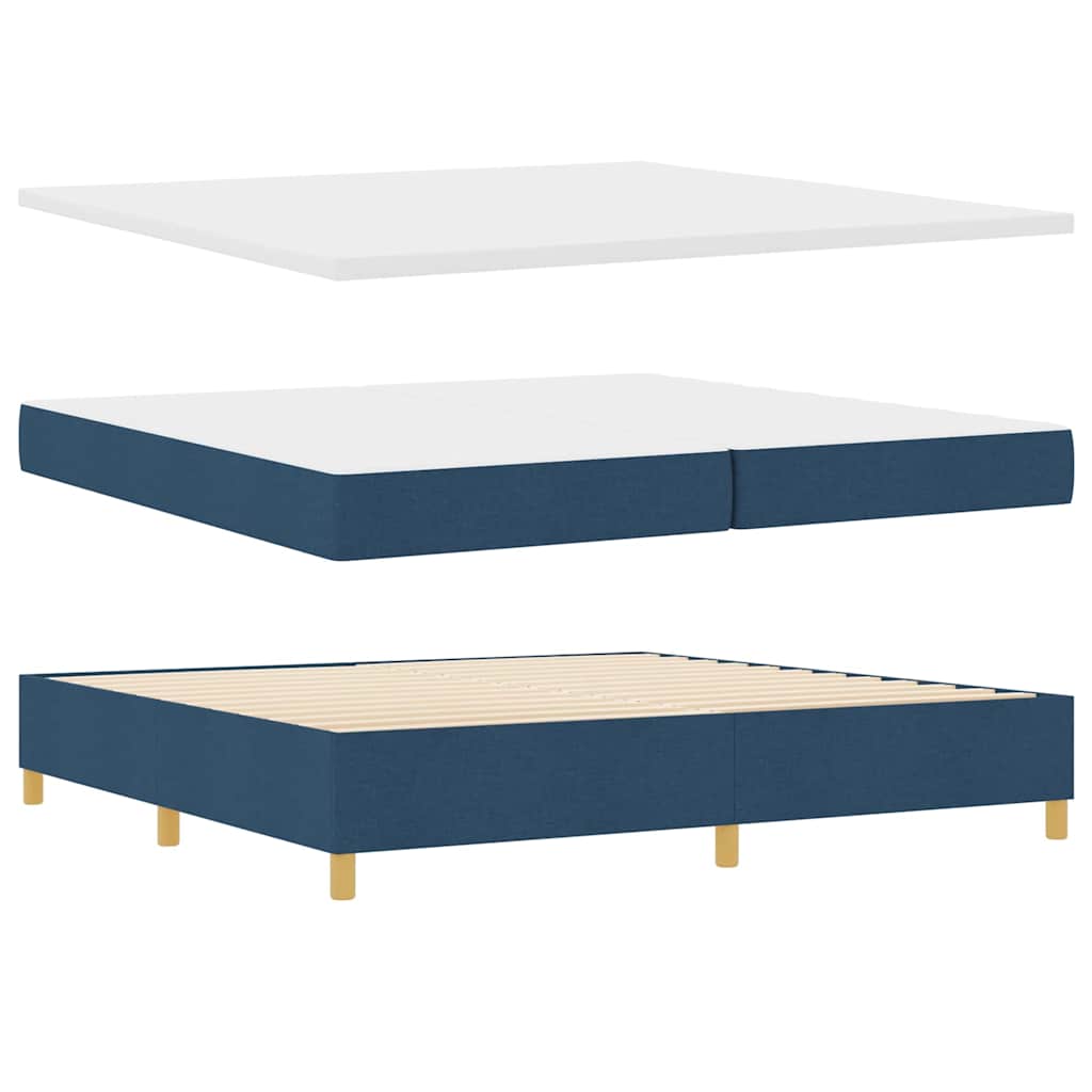 vidaXL Κρεβάτι με ελατήρια με στρώμα Μπλε 200 x 200 cm ύφασμα