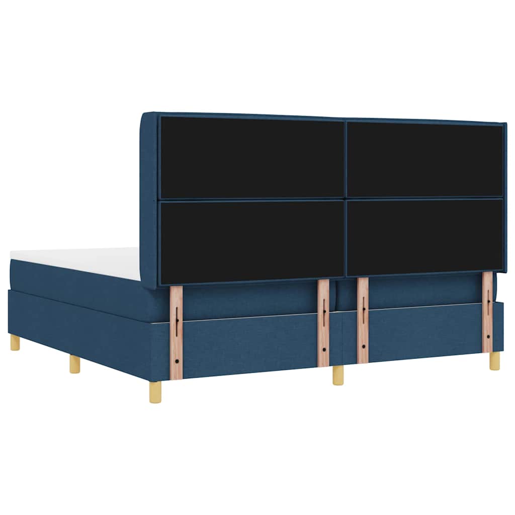 vidaXL Κρεβάτι με ελατήρια με στρώμα Μπλε 200 x 200 cm ύφασμα