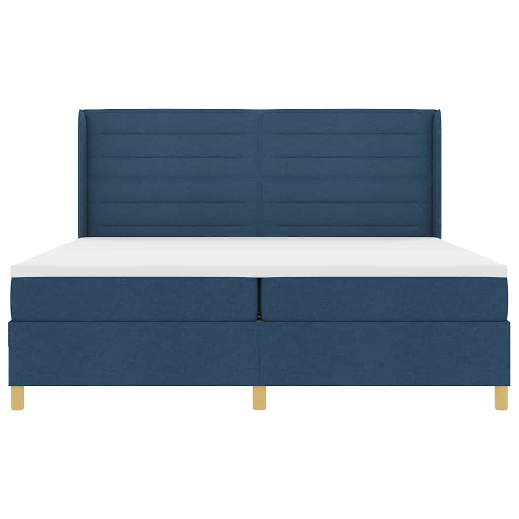 vidaXL Κρεβάτι με ελατήρια με στρώμα Μπλε 200 x 200 cm ύφασμα