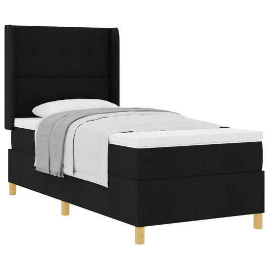 vidaXL Κρεβάτι με ελατήρια με κεφαλάρι Μαύρο 80 x 200 cm ύφασμα