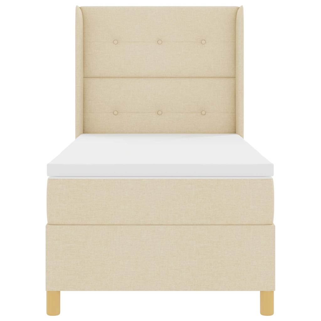 vidaXL Κρεβάτι με ελατήρια με κεφαλάρι Κρεμ 90 x 190 cm ύφασμα
