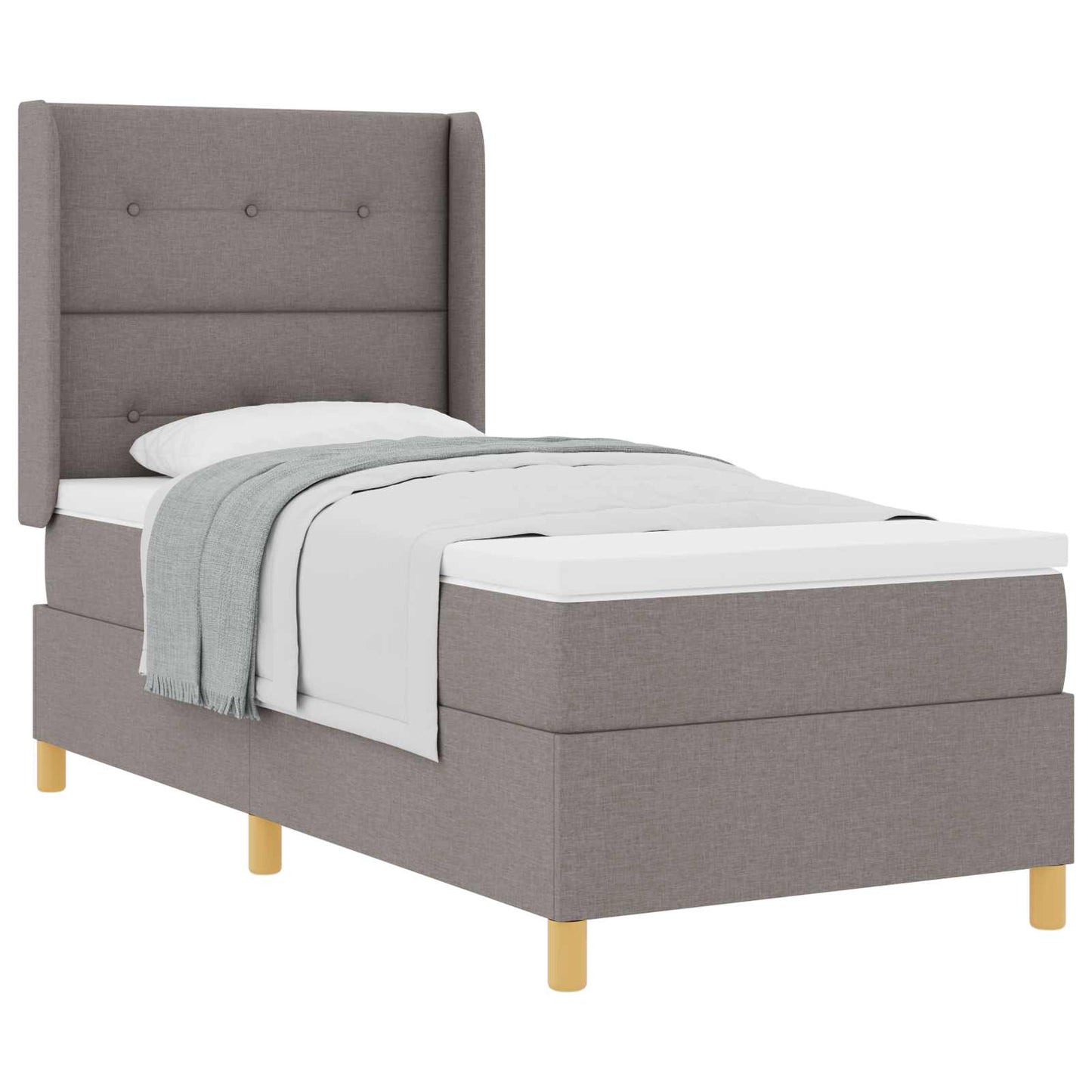vidaXL Κρεβάτι με ελατήρια με κεφαλάρι Taupe 100 x 200 cm ύφασμα
