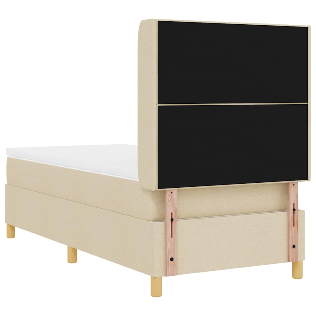 vidaXL Κρεβάτι με ελατήρια με κεφαλάρι Κρεμ 100 x 200 cm ύφασμα