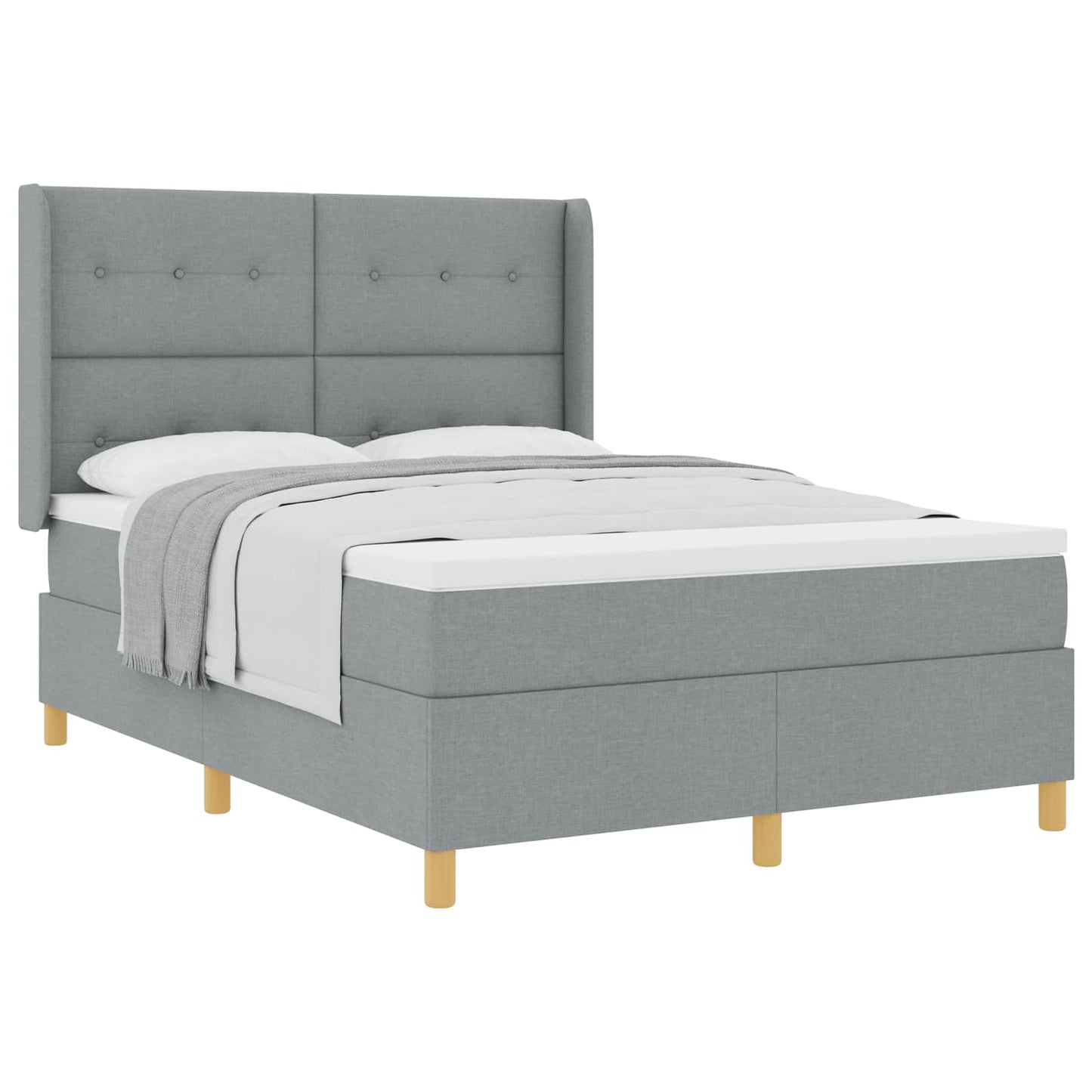 vidaXL Κρεβάτι με ελατήρια Ανοιχτό γκρι 140 x 190 cm ύφασμα