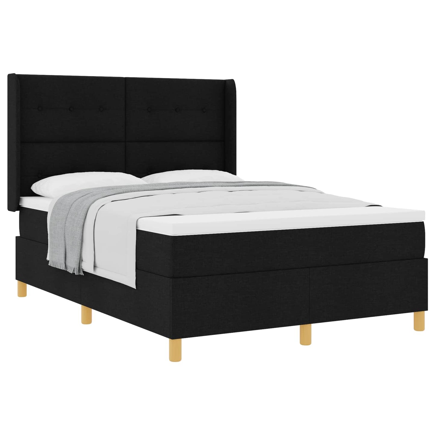 vidaXL Κρεβάτι με ελατήρια με κεφαλάρι Μαύρο 140 x 190 cm ύφασμα