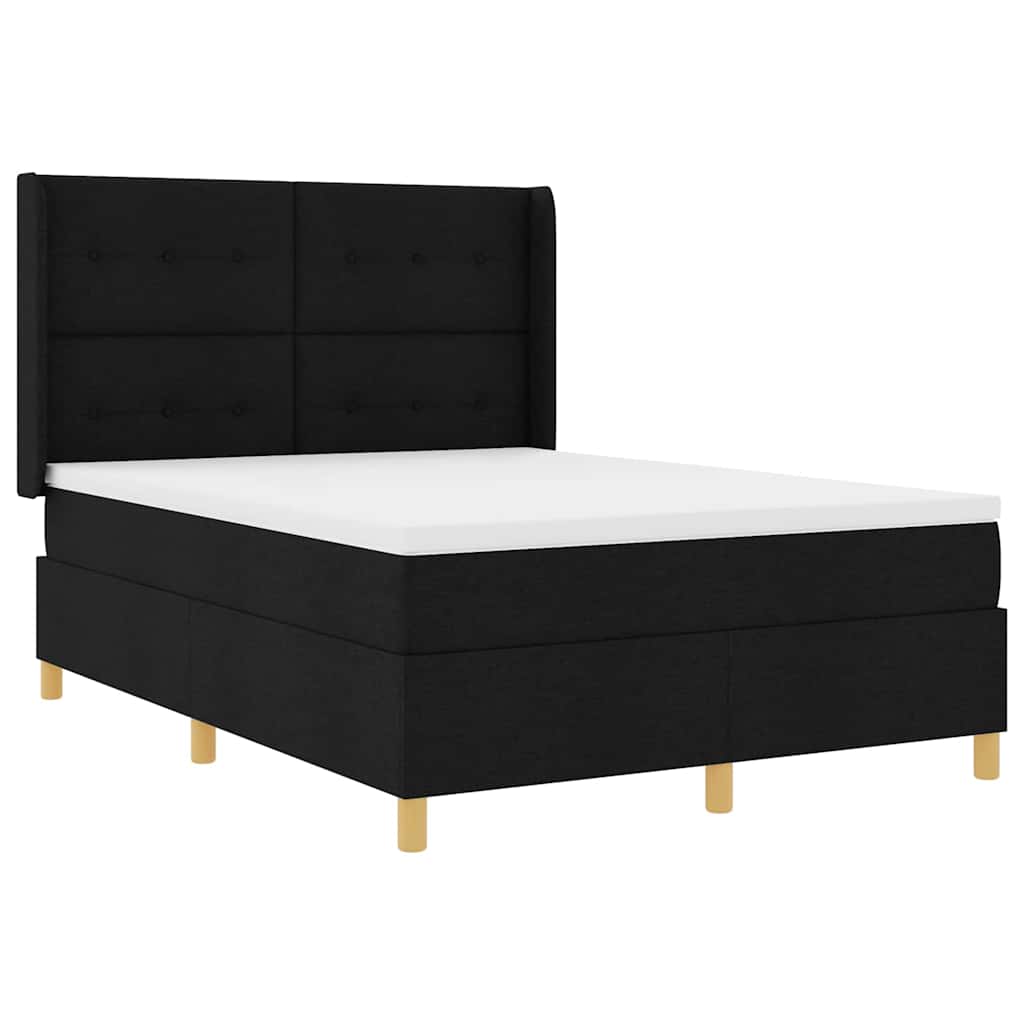 vidaXL Κρεβάτι με ελατήρια με κεφαλάρι Μαύρο 140 x 190 cm ύφασμα