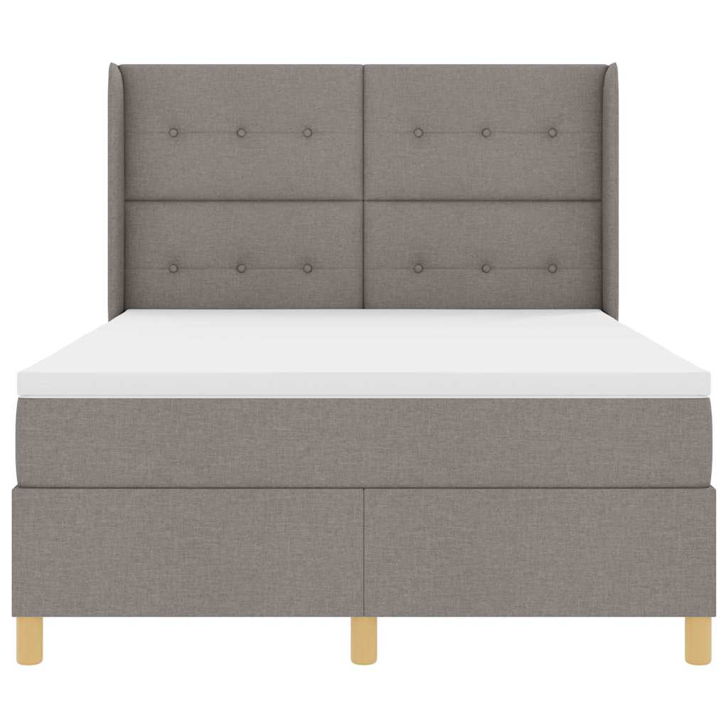 vidaXL Κρεβάτι με ελατήρια με κεφαλάρι Taupe 140 x 190 cm ύφασμα
