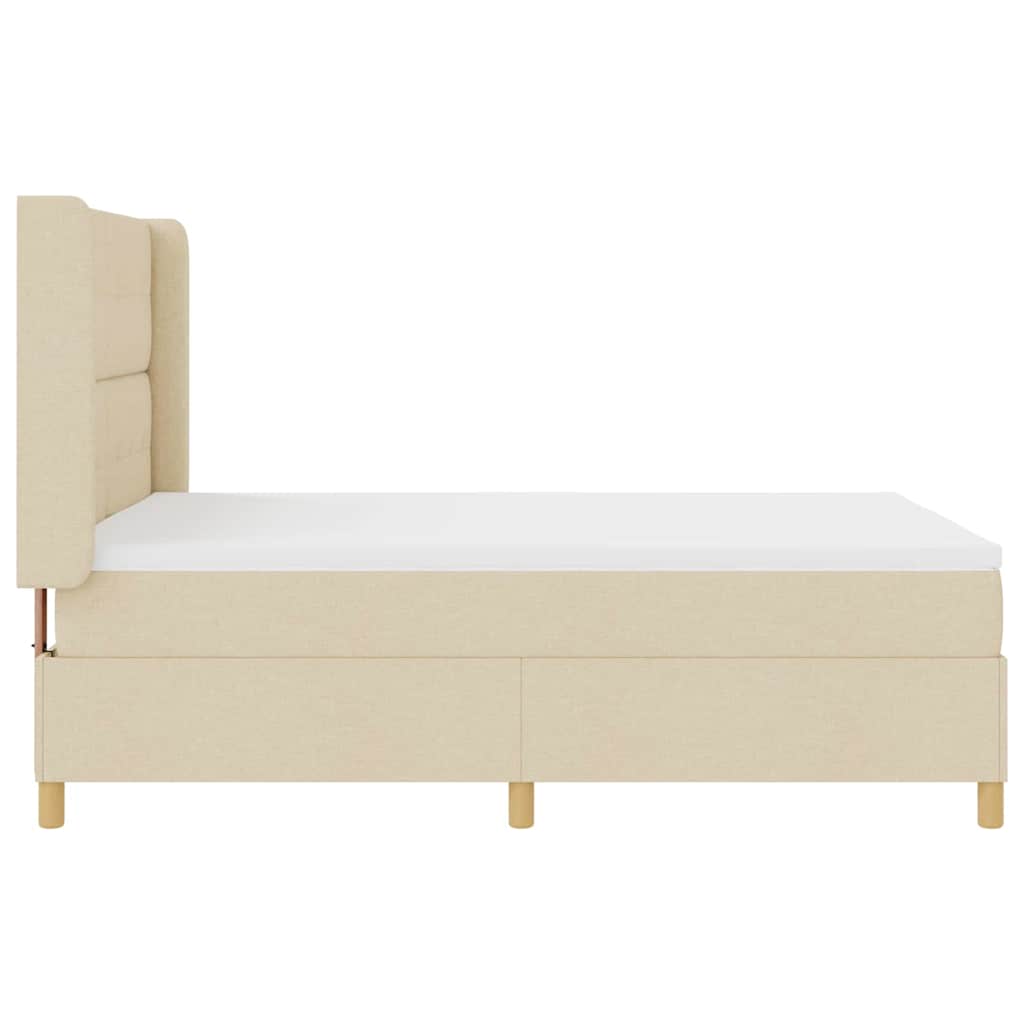 vidaXL Κρεβάτι με ελατήρια με κεφαλάρι Κρεμ 140 x 190 cm ύφασμα