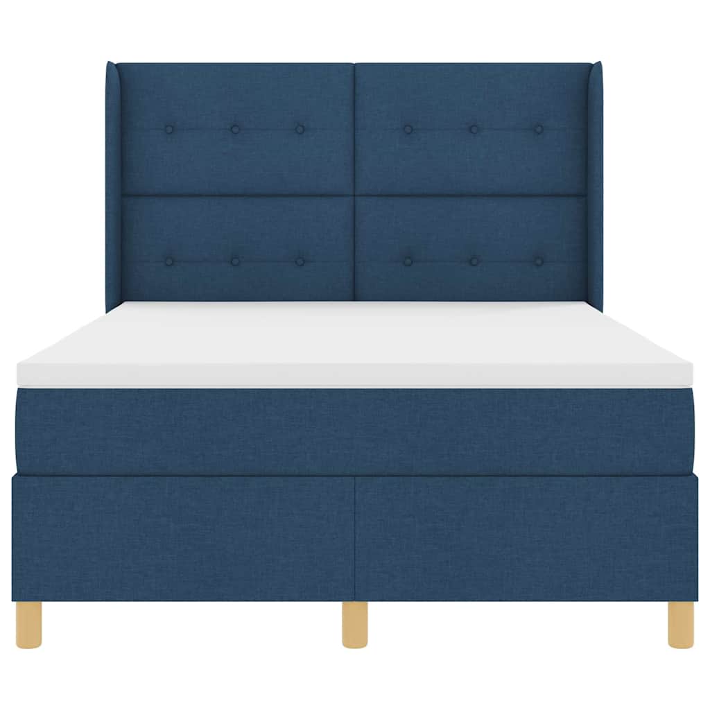 vidaXL Κρεβάτι με ελατήρια με κεφαλάρι Μπλε 140 x 190 cm ύφασμα