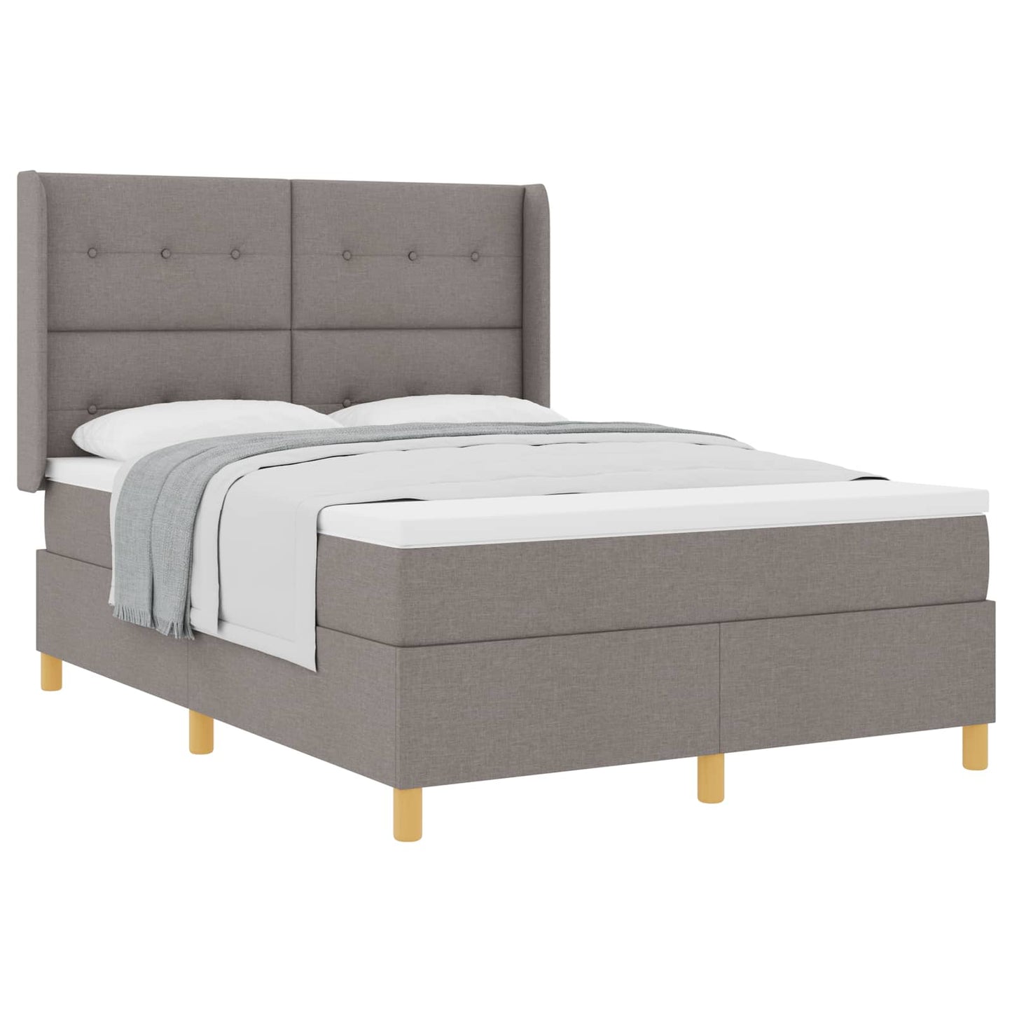vidaXL Κρεβάτι με ελατήρια με κεφαλάρι Taupe 140 x 200 cm ύφασμα