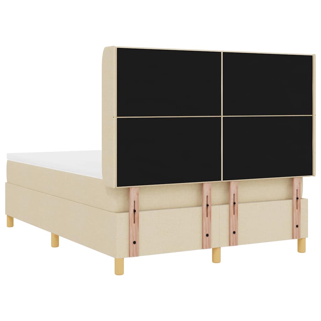 vidaXL Κρεβάτι με ελατήρια με κεφαλάρι Κρεμ 160 x 200 cm ύφασμα